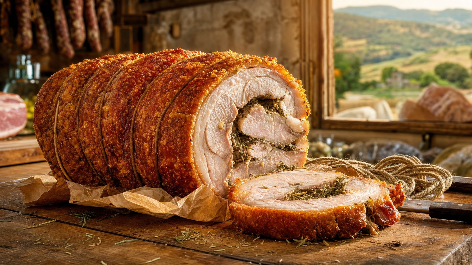 Porchetta di Viterbo, la nobiltà popolare del maiale intero
